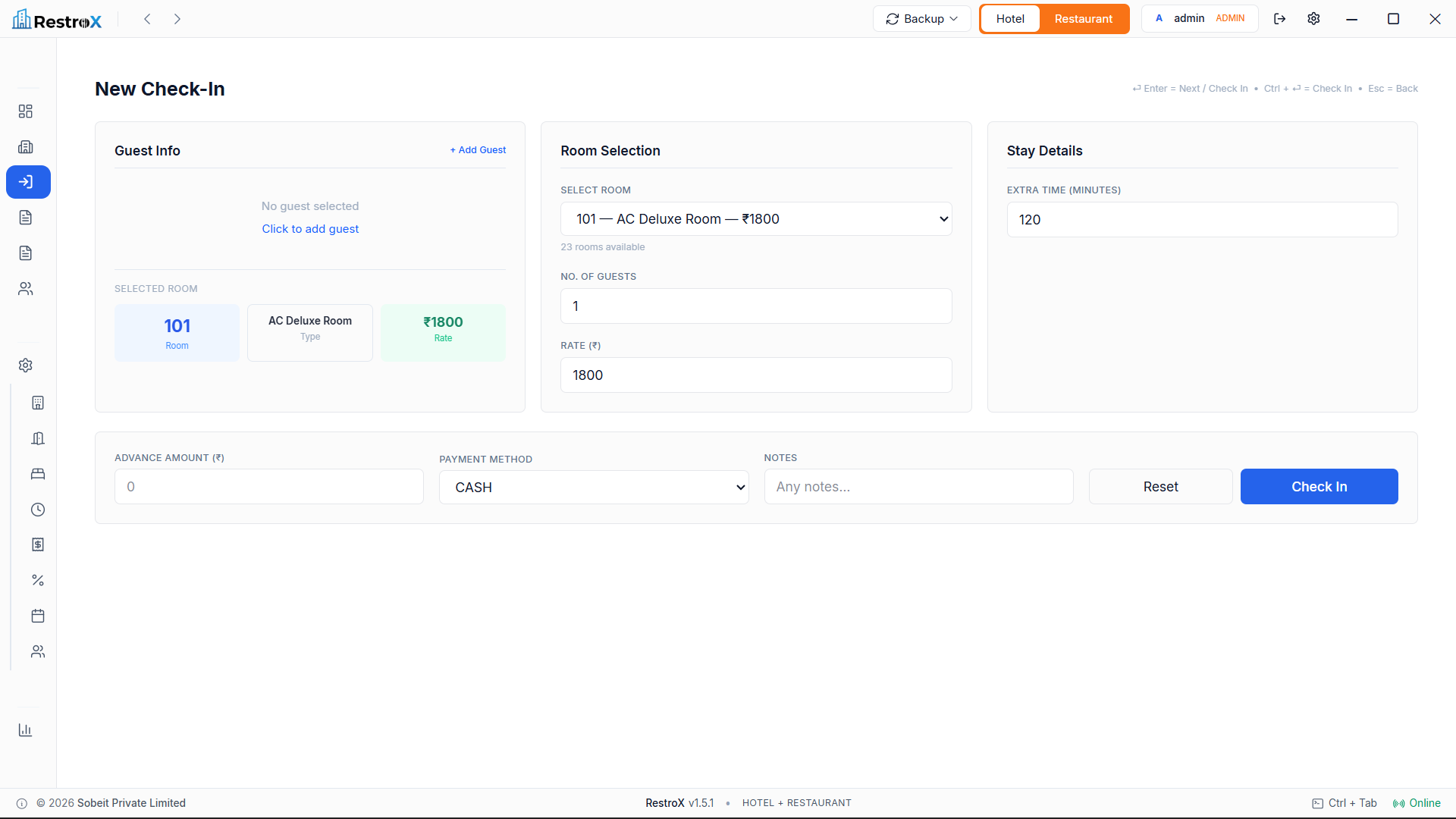 Check In Screen