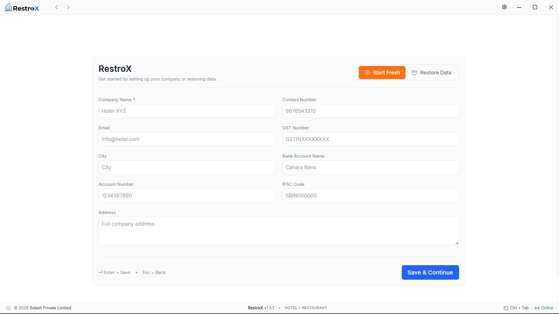 Account Registration Screen